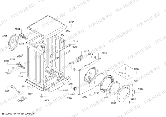 Взрыв-схема стиральной машины Bosch WAE24063GB Maxx 6 - Схема узла 02