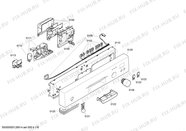 Схема №2 SE5QUE0 с изображением Передняя панель для электропосудомоечной машины Bosch 00641832