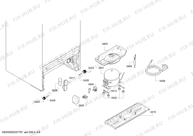 Взрыв-схема холодильника Bosch KSV29UL3P Bosch - Схема узла 04