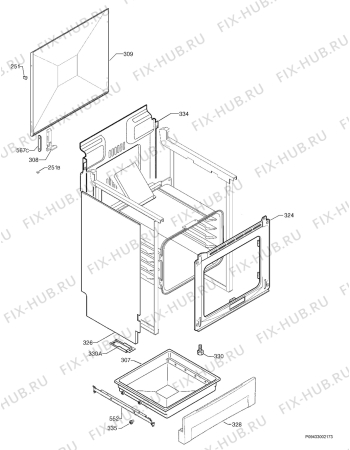 Взрыв-схема плиты (духовки) Electrolux EKM607703W - Схема узла Housing 001