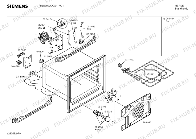 Взрыв-схема плиты (духовки) Siemens HL56023CC - Схема узла 04