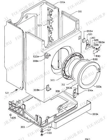 Взрыв-схема стиральной машины Zanussi FJ1224W - Схема узла Cabinet + armatures