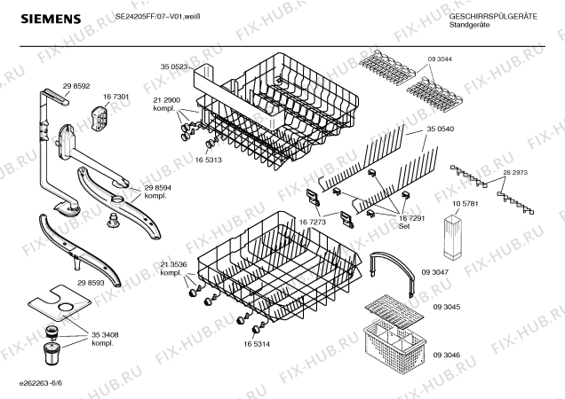 Взрыв-схема посудомоечной машины Siemens SE24205FF - Схема узла 06