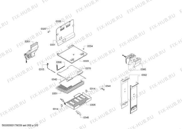 Схема №1 KDN56SQ40N с изображением Дверь для холодильной камеры Bosch 00713386