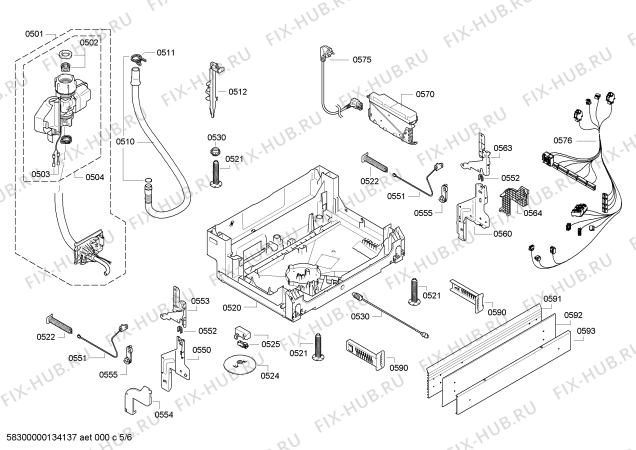 Взрыв-схема посудомоечной машины Bosch SMU53M08EU - Схема узла 05