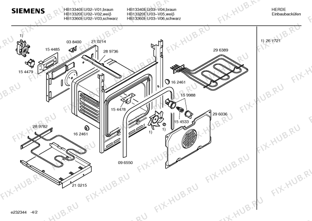 Схема №2 HB13361EU с изображением Фронтальное стекло для электропечи Siemens 00296339