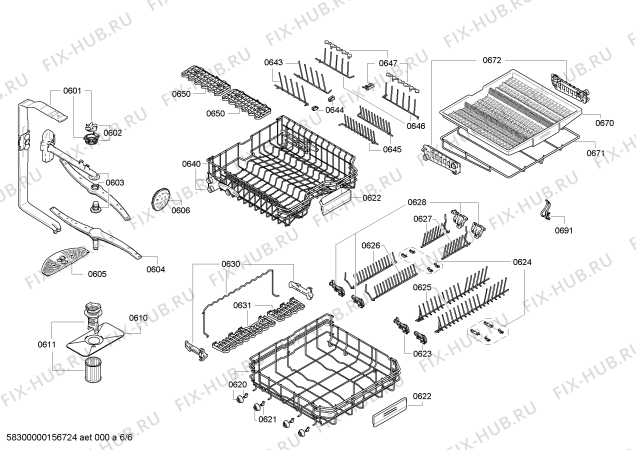 Взрыв-схема посудомоечной машины Siemens SN58N264DE Extraklasse made in germany - Схема узла 06