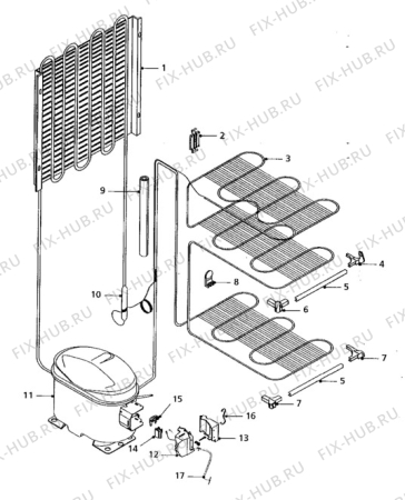 Взрыв-схема холодильника Hansa DT1100 - Схема узла Cooling system 017