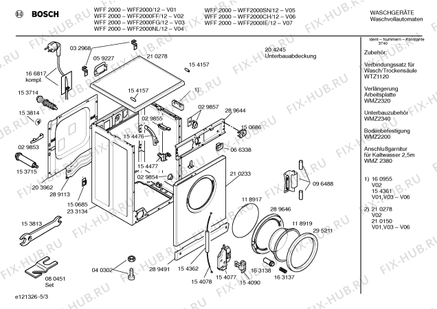 Схема №1 WFF2000EE WFF2000 с изображением Инструкция по эксплуатации для стиралки Bosch 00518057
