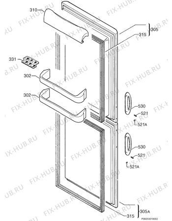 Взрыв-схема холодильника Electrolux ERB7525 - Схема узла Door 003