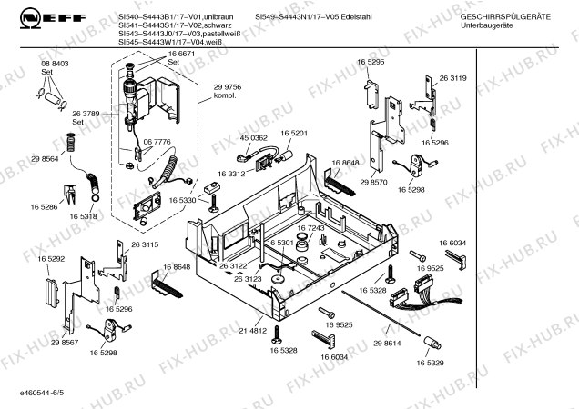 Взрыв-схема посудомоечной машины Neff S4443J0 SI543 - Схема узла 05