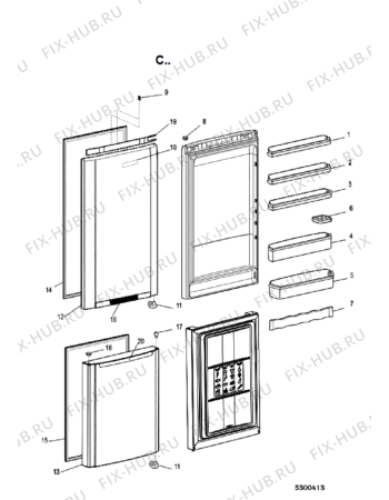 Схема №2 B TNF 5322 OX с изображением Элемент корпуса для холодильной камеры Whirlpool 488000505988