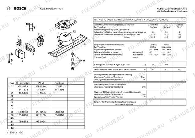 Взрыв-схема холодильника Bosch KGS3702IE - Схема узла 03