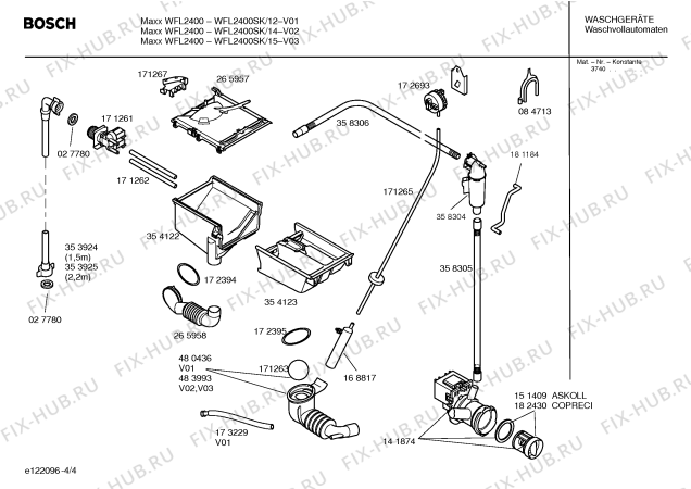 Схема №3 WFL2400SK WFL2400 с изображением Таблица программ для стиралки Bosch 00583189