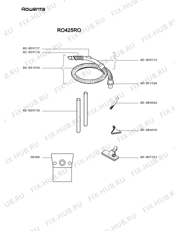 Взрыв-схема пылесоса Rowenta RO425RO - Схема узла 3P002523.9P2
