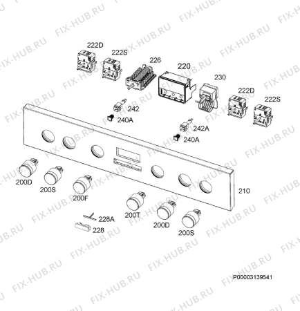 Взрыв-схема плиты (духовки) Electrolux EH7L4XCN - Схема узла Command panel 037