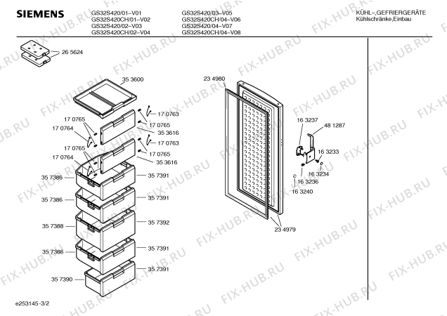 Взрыв-схема холодильника Siemens GS32S420 - Схема узла 02