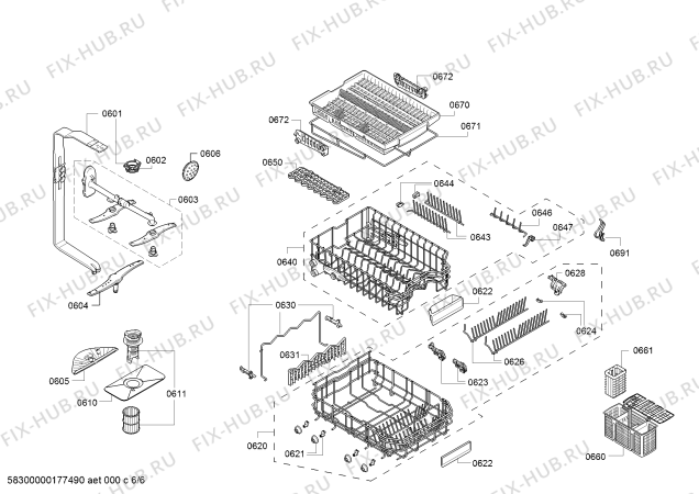 Взрыв-схема посудомоечной машины Bosch SPV39E00TI - Схема узла 06