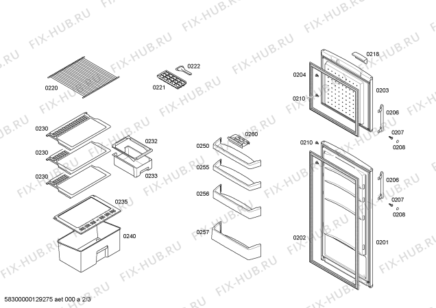 Схема №1 3FEL2455 с изображением Крышка для холодильника Bosch 00607116