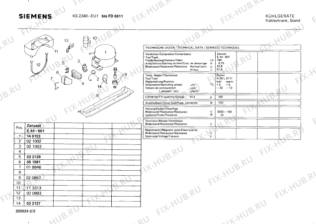 Взрыв-схема холодильника Siemens KS2340 - Схема узла 02