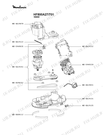 Взрыв-схема кухонного комбайна Moulinex HF800A27/701 - Схема узла ZP004971.5P2