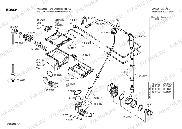 Взрыв-схема стиральной машины Bosch WFO1861FF Maxx 900 - Схема узла 04