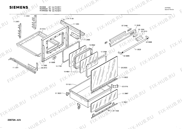 Взрыв-схема плиты (духовки) Siemens HS844231 - Схема узла 04