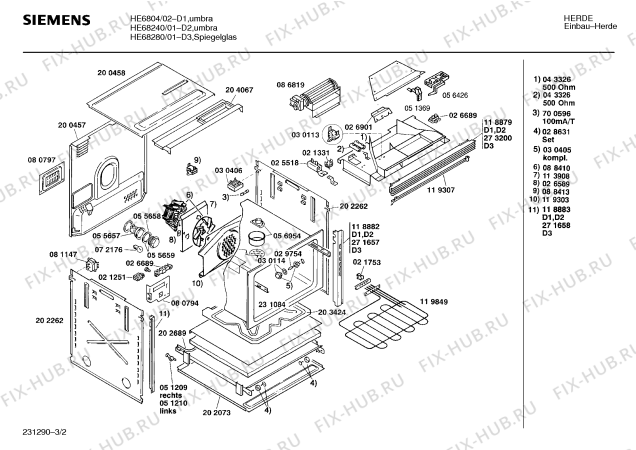 Взрыв-схема плиты (духовки) Siemens HE68240 - Схема узла 02