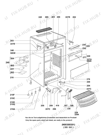 Взрыв-схема холодильника Electrolux EA355L - Схема узла Housing 001