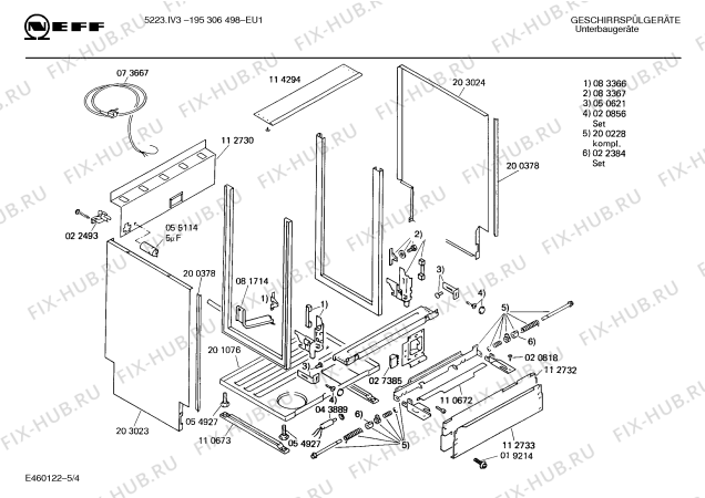 Схема №2 195306498 5223.21IV3 с изображением Панель для посудомойки Bosch 00116658