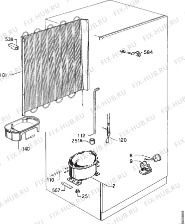 Взрыв-схема холодильника Zanussi ZK20/8R - Схема узла Cooling system 017