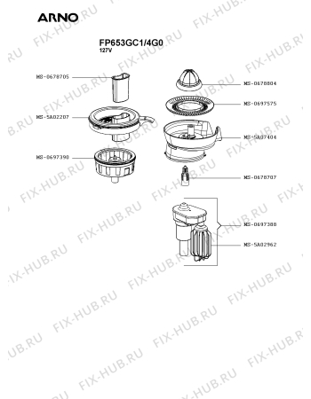 Взрыв-схема кухонного комбайна Arno FP653GC1/4G0 - Схема узла BP003838.7P4