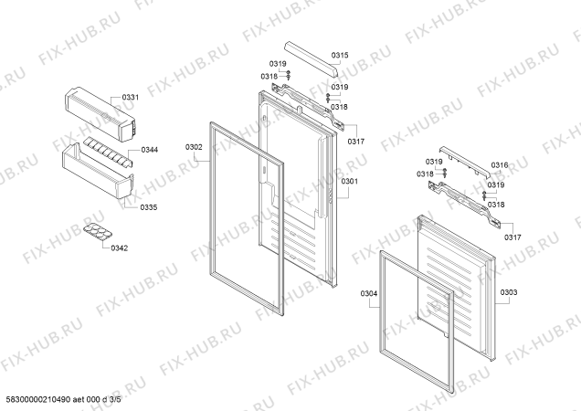 Схема №4 KIF86HD30C Bosch с изображением Дверь для холодильника Siemens 00718332