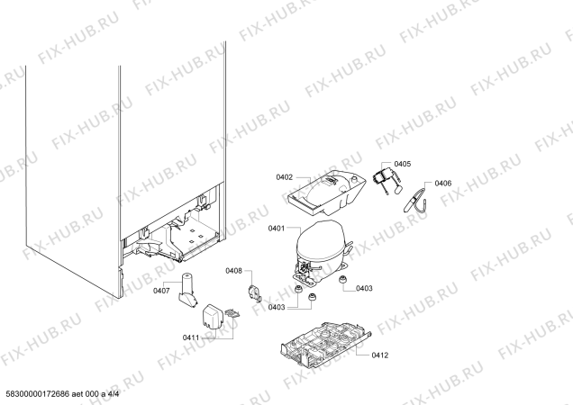 Взрыв-схема холодильника Bosch KIS86SD30 - Схема узла 04