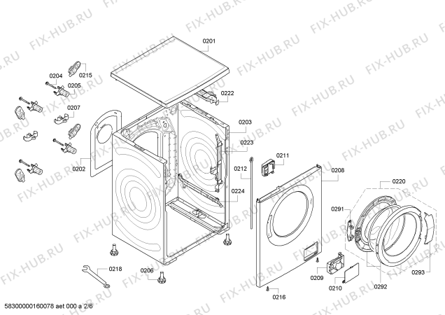 Взрыв-схема стиральной машины Bosch WAQ284A0NL Avantixx 8 VarioPerfect - Схема узла 02