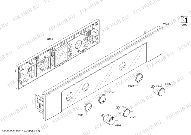 Схема №4 HBN3550UC с изображением Панель управления для плиты (духовки) Bosch 00684464