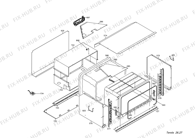 Взрыв-схема плиты (духовки) Ariston MG23RIX (F046254) - Схема узла