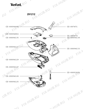 Взрыв-схема утюга (парогенератора) Tefal 291212 - Схема узла ZP002966.3P2
