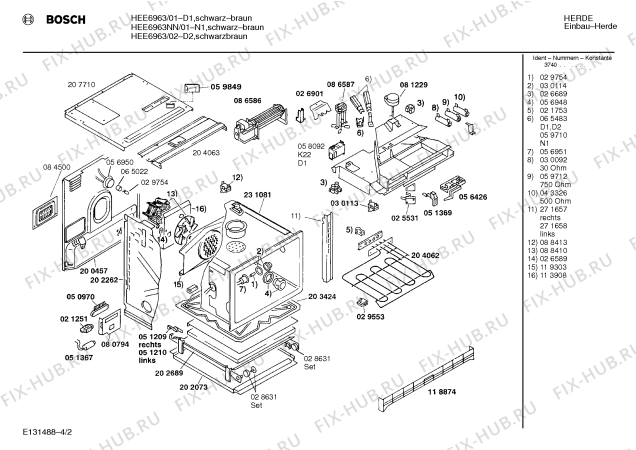 Схема №3 HEE6963CC с изображением Планка для духового шкафа Bosch 00271657