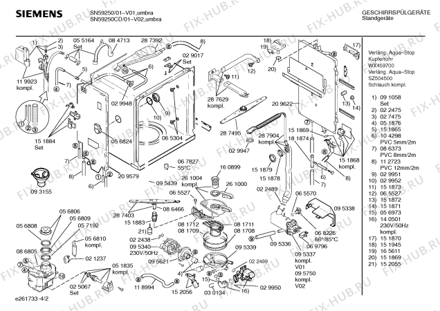 Взрыв-схема посудомоечной машины Siemens SN59250 - Схема узла 02