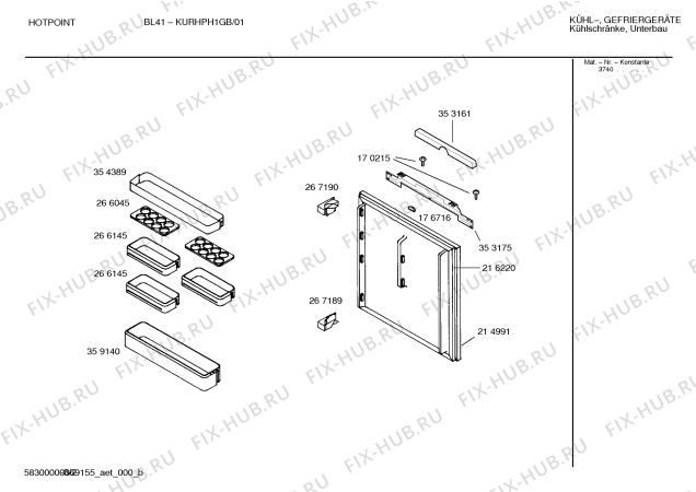 Взрыв-схема холодильника Hotpoint KURHPH1GB - Схема узла 02