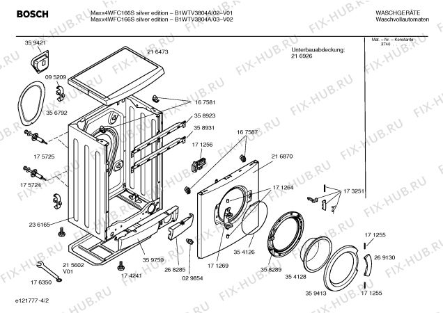 Взрыв-схема стиральной машины Bosch B1WTV3804A Maxx4 WFC166S silver edition - Схема узла 02