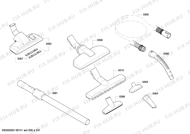 Взрыв-схема пылесоса Bosch BSGL41225 BOSCH GL-40 ProAnimal Hair - Схема узла 03