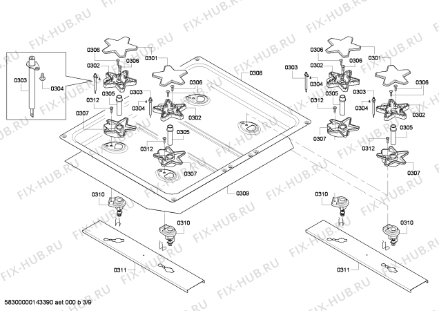 Схема №2 PRL304GH с изображением Шарнир для электропечи Bosch 00649418