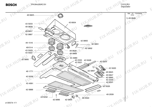 Схема №1 PHU64J20AC DEPUR SLIM 60 с изображением Переключатель режимов для вытяжки Bosch 00490845