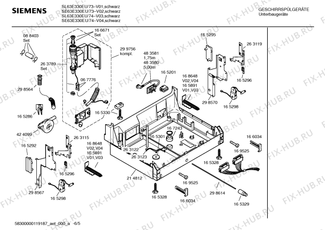 Схема №2 SE63E330EU с изображением Инструкция по эксплуатации для посудомоечной машины Siemens 00698801