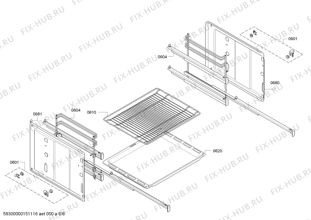 Взрыв-схема плиты (духовки) Bosch HEA44U250 - Схема узла 06