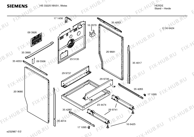 Взрыв-схема плиты (духовки) Siemens HS33225NN - Схема узла 02