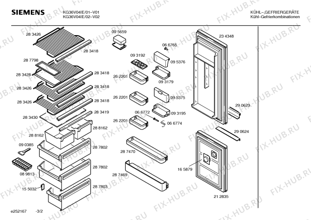 Взрыв-схема холодильника Siemens KG36V04IE - Схема узла 02