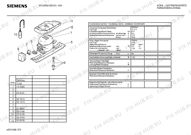 Взрыв-схема холодильника Siemens KF24R01SD - Схема узла 03